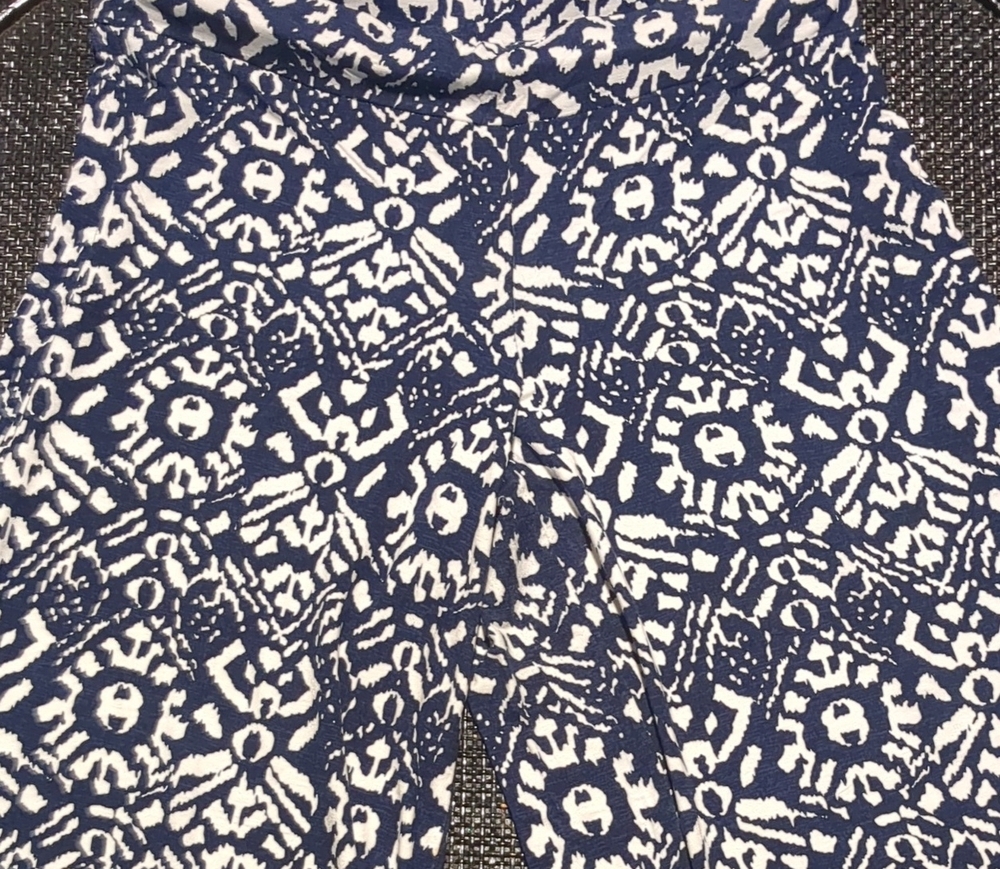 Lauren Ralph Lauren Navy and White Patterned Wide Leg Paloozo Pants